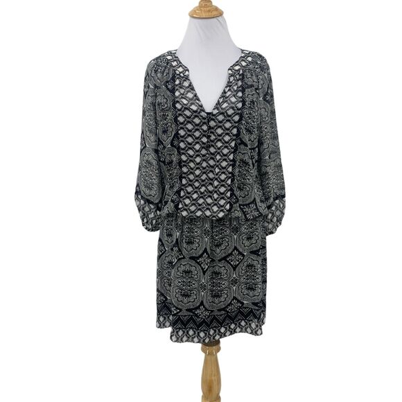 Cache Blouson Dress Womens M Medium 2Pc Semi Sheer Floral Paisley Inner Tank - Picture 1 of 14